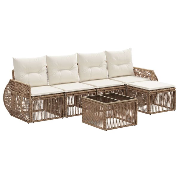 vidaXL Ensemble de canapé de jardin 6 Pièces Beige et blanc crème