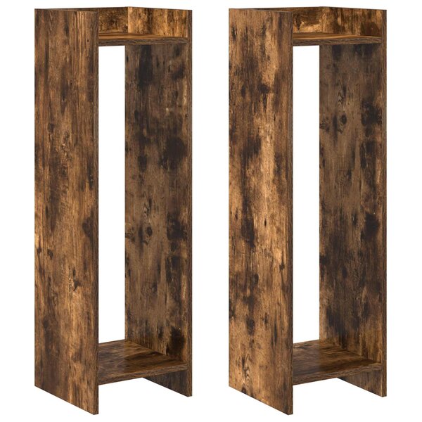 vidaXL Support de Plante 2 pièces Chêne fumé 30 x 30 x 100 cm