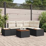 vidaXL Ensemble de canapé de jardin avec coussin 5 Pièces Noir Poly rotin