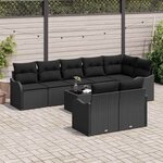 vidaXL Ensemble de canapé de jardin 9 Pièces Noir polyrotin
