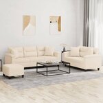 vidaXL Ensemble de canapés 3 Pièces avec coussins Beige Tissu microfibre