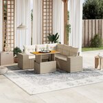 vidaXL Salon de jardin avec coussins 6 Pièces beige résine tressée