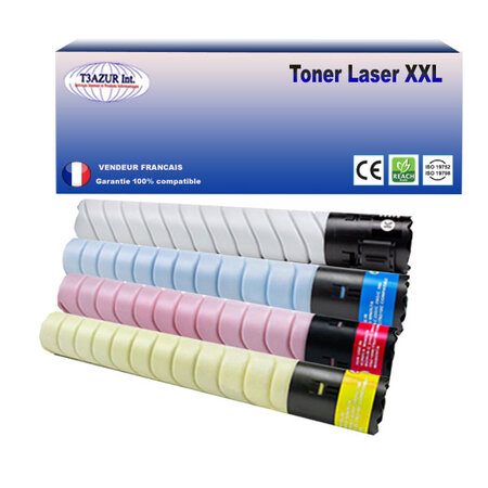 Lot de 4 toners compatibles avec  ricoh aficio mpc305  mpc305sp  mpc305spf  (noir+couleur) - t3azur