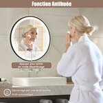 Miroir de salle de bain rond led antibuée 3 couleurs fonction mémoire affichage temps/température incassable diamètre 60 cm 20_0005044