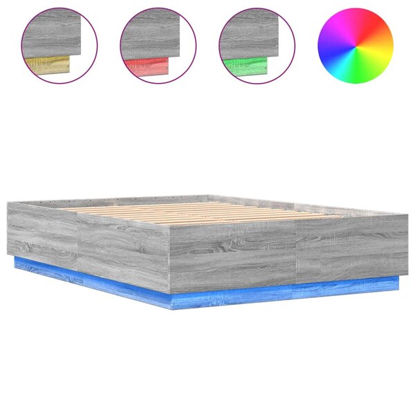 vidaXL Cadre de lit avec lumières LED sonoma gris 160x200 cm