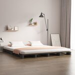 vidaXL Lit de palette gris 200x200 cm bois de pin massif