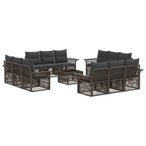 vidaXL Ensemble de canapé de jardin 13 Pièces Gris polyrotin
