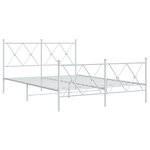 vidaXL Cadre de lit métal sans matelas et pied de lit blanc 140x190 cm