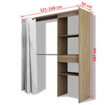 Vidaxl garde-robe avec rideau réglable en largeur 121-168 cm chêne