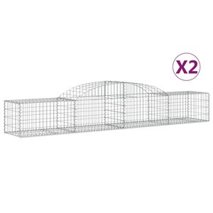 vidaXL Paniers à gabions arqués 2 Pièces 300x50x40/60 cm fer galvanisé
