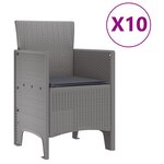 vidaXL Ensemble de salle à manger de jardin 11 pièces avec coussins en rattan synthétique gris clair