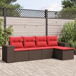 vidaXL Salon de jardin avec coussins 5 Pièces marron résine tressée