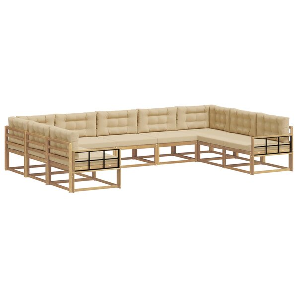 vidaXL Ensemble de canapés d'extérieur 9 Pièces Blanc et Beige