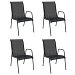vidaXL Chaises de jardin 4 Pièces Acier et textilène Noir