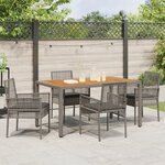 vidaXL Ensemble de salle à manger de jardin 5 pièces avec coussins gris en poly rotin