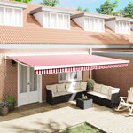 vidaXL Auvent Rétractable Automatique Rayé Rouge et Blanc 500x300 cm
