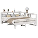 vidaXL Lit bibliothèque sans matelas blanc 140x200 cm bois pin massif