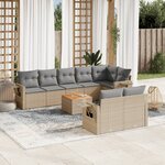 vidaXL Salon de jardin avec coussins 9 Pièces beige résine tressée
