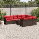 vidaXL Salon de jardin et coussins 11 Pièces marron résine tressée
