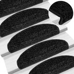 vidaXL Tapis d'escalier 30 pièces 65 x 21 x 4 cm Noir Demi-rond Grand