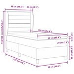 vidaXL Lit à ressorts avec matelas Marron foncé 90 x 190 cm tissu