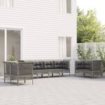 vidaXL Salon de jardin 8 Pièces avec coussins Gris Résine tressée