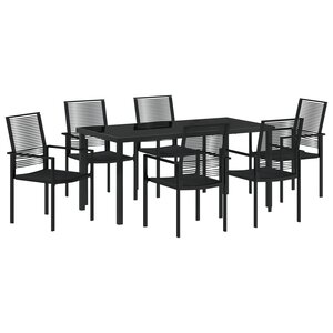vidaXL Ensemble de salle à manger jardin 7 pièces Noir PVC Rotin