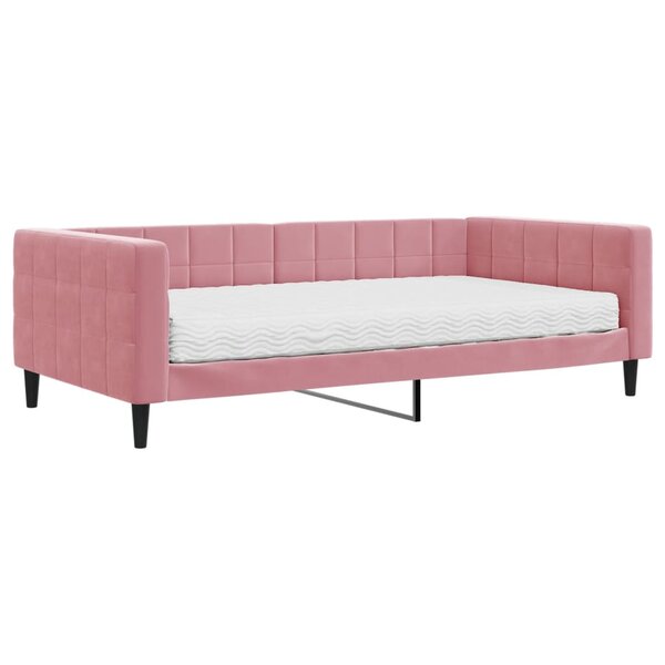 vidaXL Lit de jour avec matelas rose 100x200 cm velours