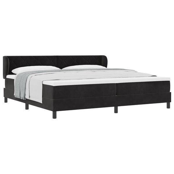Lit à sommier avec matelas vidaXL Noir 200x200 cm en velours