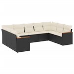 vidaXL Salon de jardin 9 Pièces avec coussins noir résine tressée