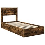 vidaXL Lit de Rangement Chêne fumé 100 x 200 cm Bois d'ingénierie
