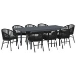 vidaXL Ensemble de salle à manger pour jardin 9 Pièces Noir polyrotin