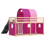 vidaXL Lit superposé sans matelas avec toboggan et rideaux 80x200 cm