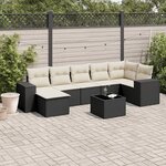 vidaXL Salon de jardin 8 Pièces avec coussins noir résine tressée