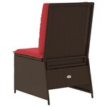 vidaXL Canapé de jardin avec coussin Marron et rouge polyrotin