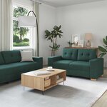 vidaXL Canapé 3 Pièces Vert foncé 221 x 80 x 80 cm Tissu en lin mélangé