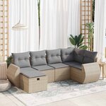 vidaXL Salon de jardin avec coussins 6 Pièces beige résine tressée