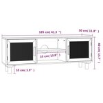 vidaXL Meuble TV Noir 105x30x40cm Bois de pin massif et rotin naturel
