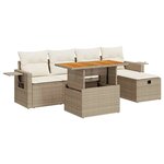 vidaXL Salon de jardin 6 Pièces avec coussins beige résine tressée acacia