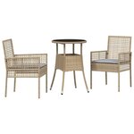 vidaXL Ensemble de salle à manger pour jardin 3 Pièces Beige Poly rotin