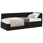 vidaXL Cadre de lit d'angle avec matelas 2 pc Noir 80 x 200 cm Velours