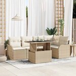 vidaXL Ensemble de canapé de jardin 6 Pièces Beige 100 x 55 x 73 cm