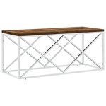 vidaXL Table basse acier inoxydable et bois massif de récupération