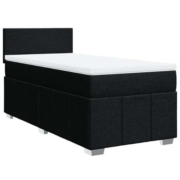 vidaXL Sommier à lattes de lit avec matelas Noir 100x200 cm Tissu