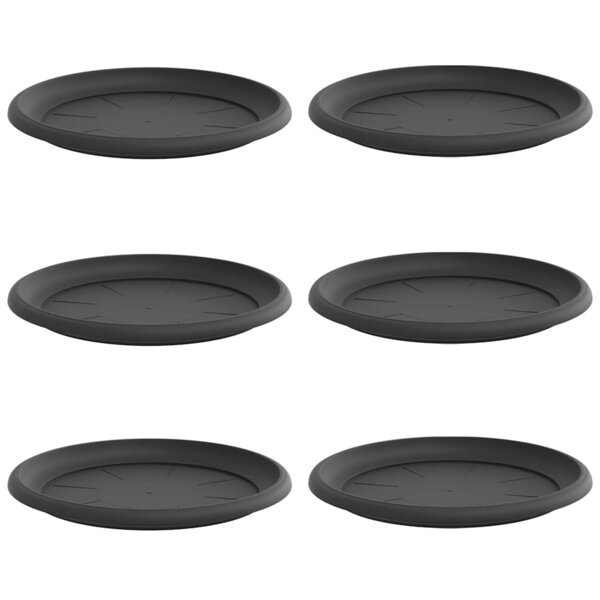 vidaXL Plateau à fleurs rond 6 pc Noir Ø 27 x 2 5 cm Plastique