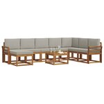vidaXL Ensemble de canapés d'extérieur 9 pc Gris Naturel et Clair