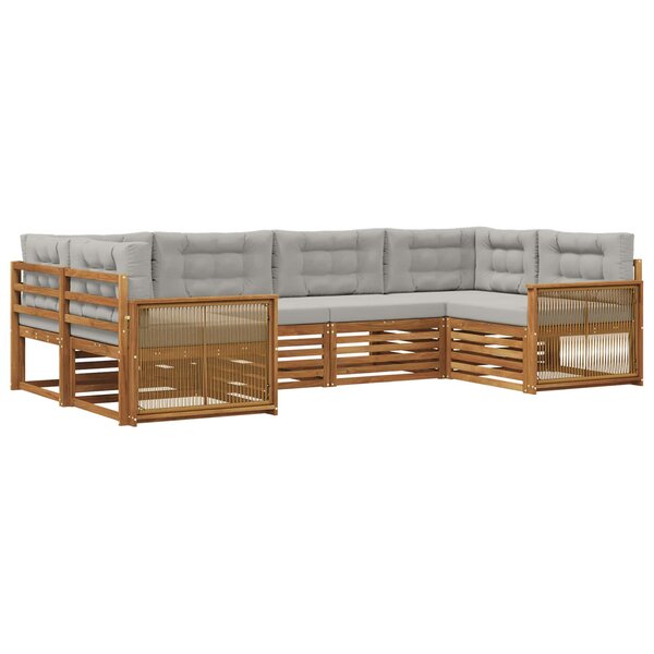 vidaXL Ensemble de canapés d'extérieur 6 pc Naturel et gris clair