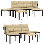 vidaXL Ensemble de banc de jardin avec coussins 4 Pièces noir