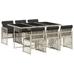 vidaXL Ensemble à manger de jardin et coussins 7 Pièces gris clair rotin