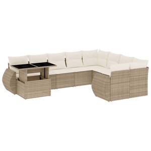 vidaXL Salon de jardin avec coussins 10 Pièces beige résine tressée